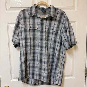 Eddie Bauer Gray Plaid Short-Sleeve Button-Down Shirt